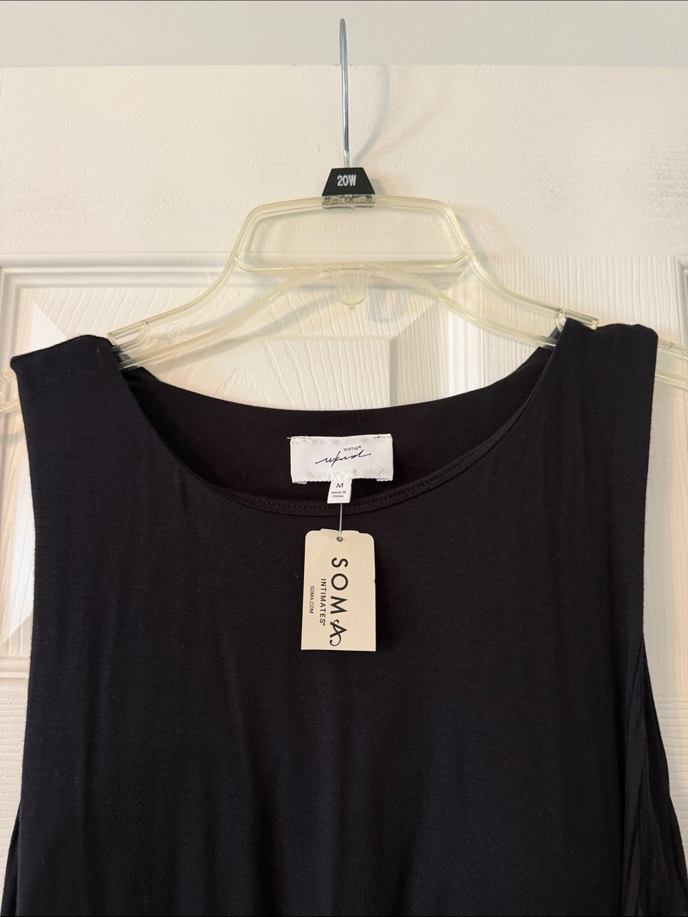 SOMA Sleeveless Black Midi Dress with Waist Tie and bra support size M brand new - Picture 4 of 8